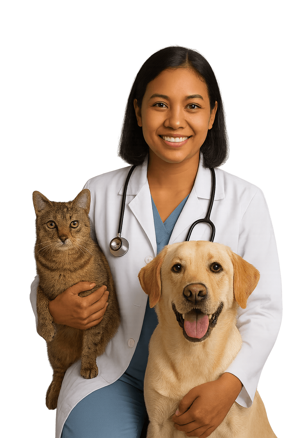 Dokter hewan dengan kucing dan anjing - VetPintar Software Manajemen Klinik Hewan
